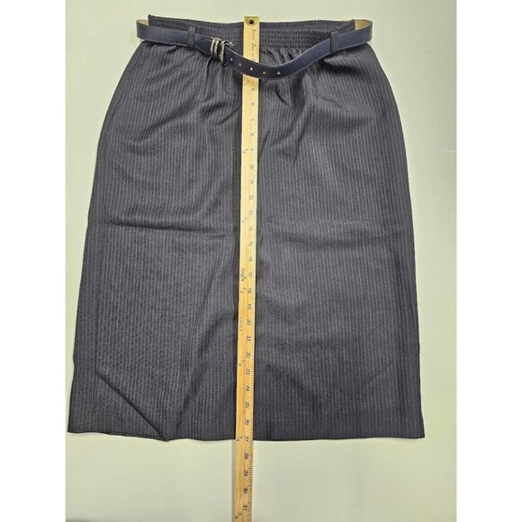 VTG Alfred Dunner Pencil Skirt Womens Size 16 Navy Striped Belted Skirt NWT - Picture 7 of 7